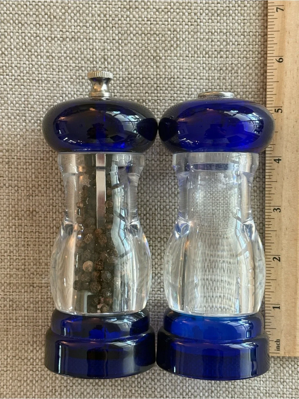 Vintage Olde Thompson Cobalt Blue Salt & Pepper Mill Set 5.5”